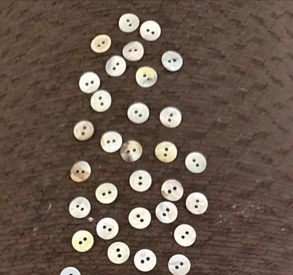 Set Of 25 Abalone Shell Buttons: Natural Mother of Pearl, 2-Hole, 10 mm
